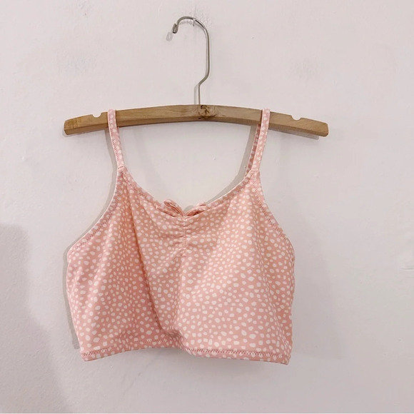 J.Crew Crewcuts Girls Swimwear Bikini Top Polka Dot Pink One Piece Separate - Picture 7 of 7